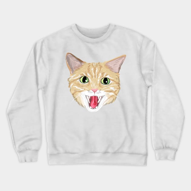 Orange tabby cat hissing Crewneck Sweatshirt by michelleachan